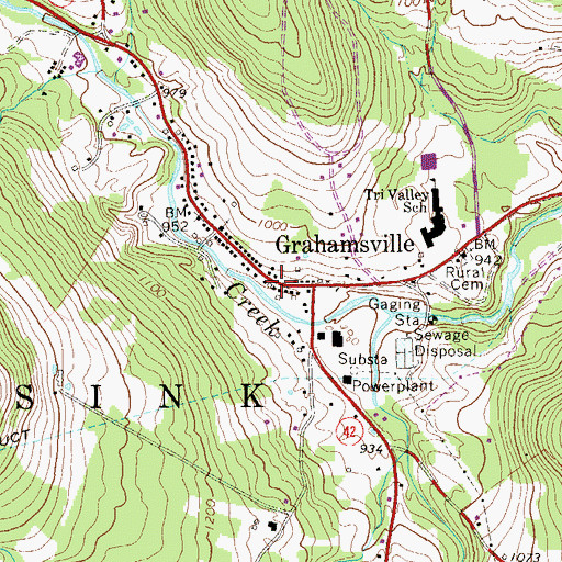 Topographic Map of Grahamsville Volunteer Fire Department, NY