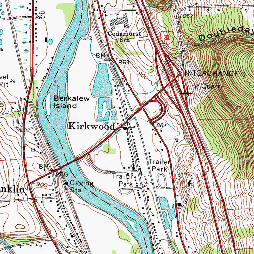 Topographic Map of Kirkwood Fire Station, NY