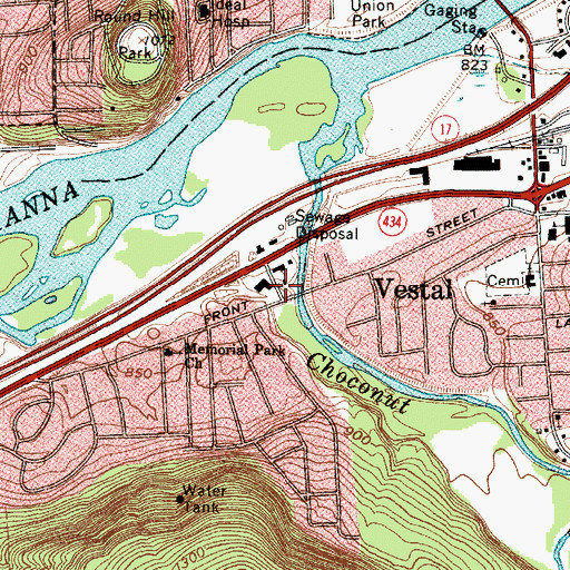 Topographic Map of Vestal Volunteer Fire Department, NY
