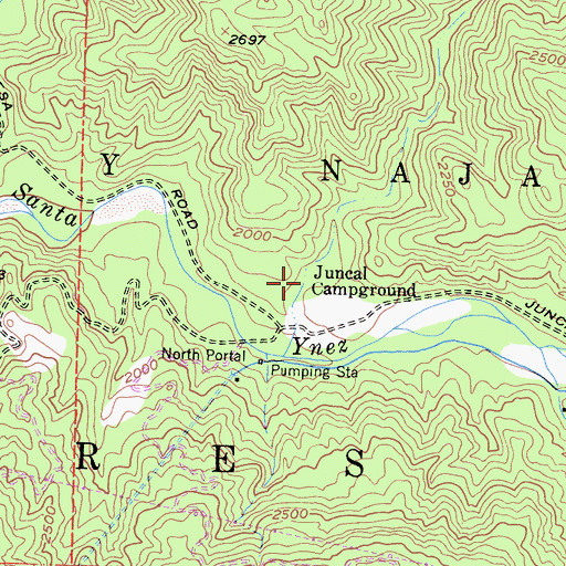 Topographic Map of Juncal Campground, CA