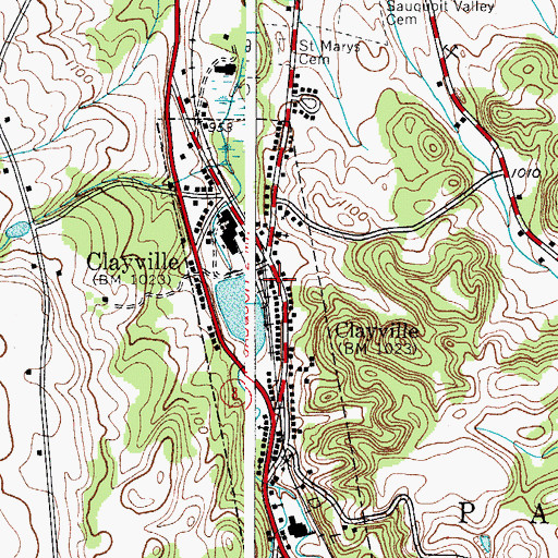 Topographic Map of Clayville Fire Department, NY