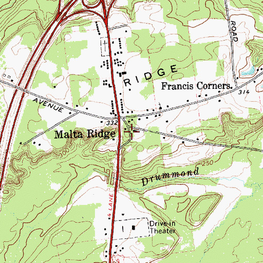 Topographic Map of Malta Ridge Volunteer Fire Company Station 1, NY