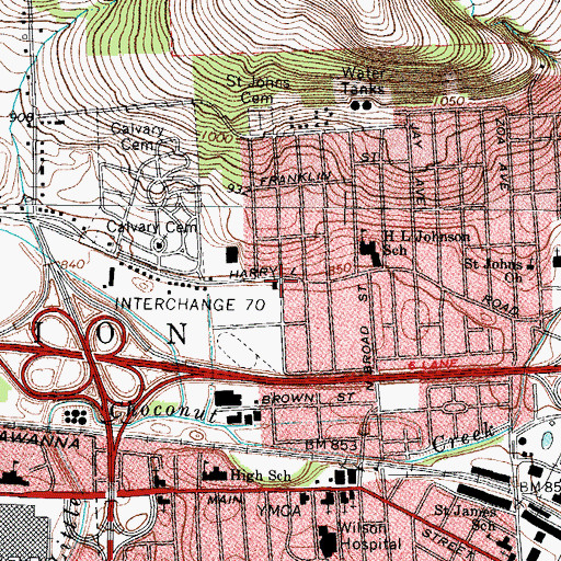 Topographic Map of Johnson City Fire Department Headquarters Station 2, NY