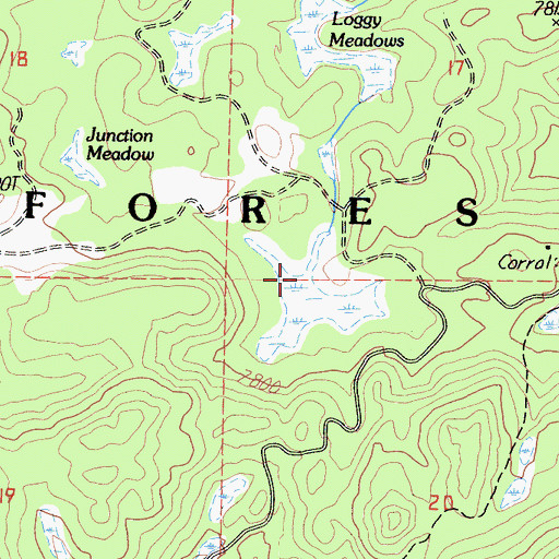 Topographic Map of Junction Meadow, CA