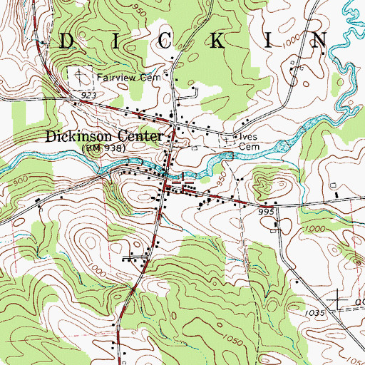 Topographic Map of Dickinson Volunteer Fire Department, NY
