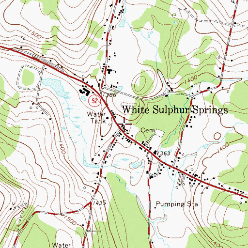 Topographic Map of White Sulphur Springs Fire Department, NY