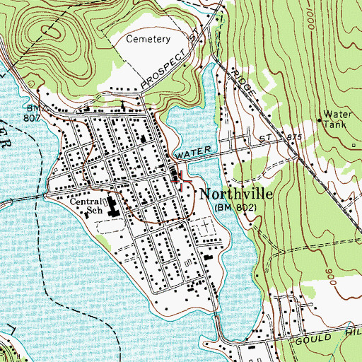 Topographic Map of Northville Fire Department, NY