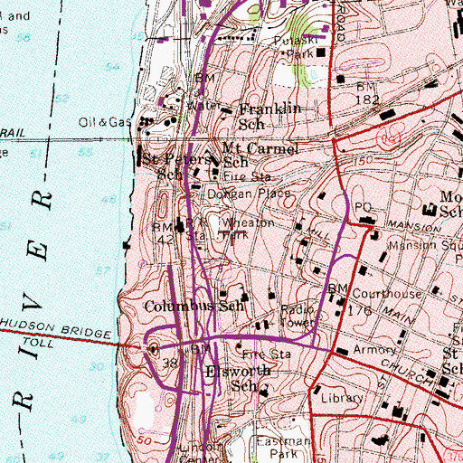 Topographic Map of Poughkeepsie Fire Department, NY