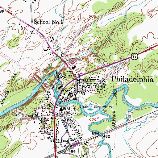 Topographic Map of Philadelphia Fire Department, NY