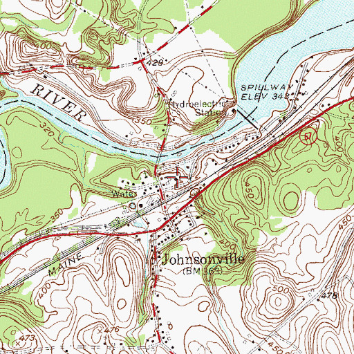 Topographic Map of Johnsonville Fire Department, NY