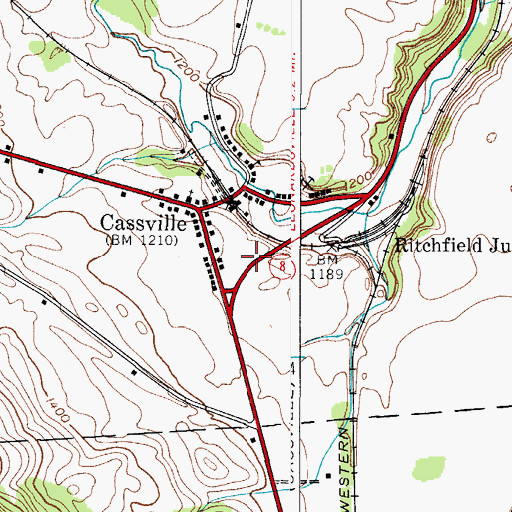 Topographic Map of Cassville Fire Department, NY