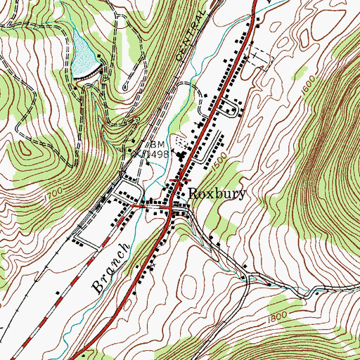 Topographic Map of Roxbury Volunteer Fire Company, NY