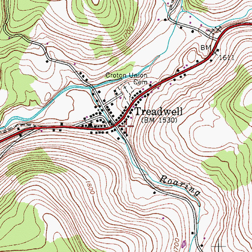 Topographic Map of Treadwell Fire Department, NY