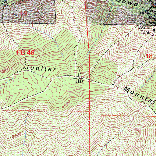 Topographic Map of Jupiter Mountain, CA