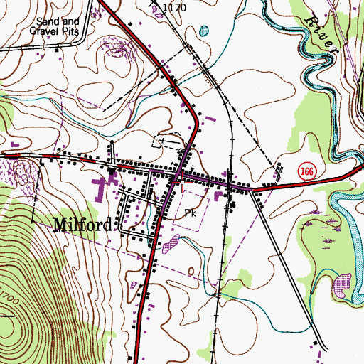 Topographic Map of Milford Fire Department, NY