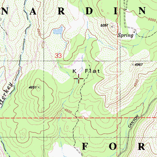Topographic Map of K Flat, CA