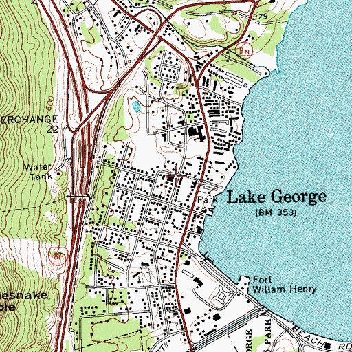 Topographic Map of Lake George Volunteer Fire Department, NY