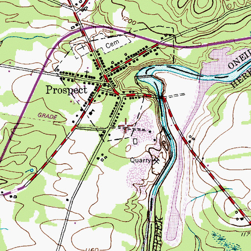 Topographic Map of Prospect Volunteer Fire Company, NY