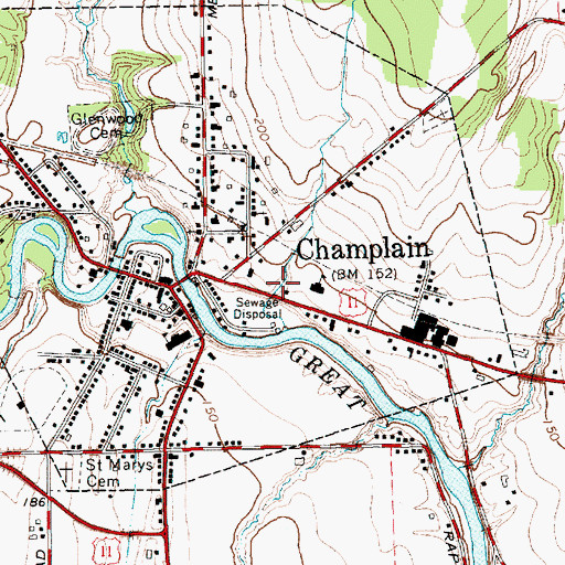 Topographic Map of Champlain Fire Department, NY
