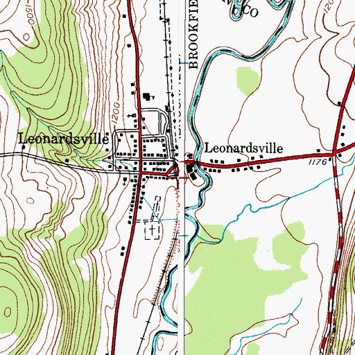 Topographic Map of Leonardsville Volunteer Fire Company, NY