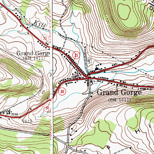Topographic Map of Grand Gorge Hose Company 1, NY