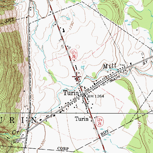 Topographic Map of Turin Fire Volunteer Fire Company, NY