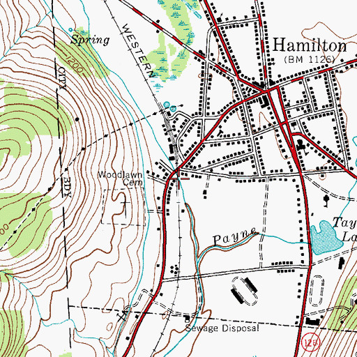 Topographic Map of Hamilton Fire Department, NY
