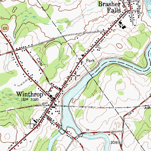 Topographic Map of Brasher - Winthrop Volunteer Fire Department, NY