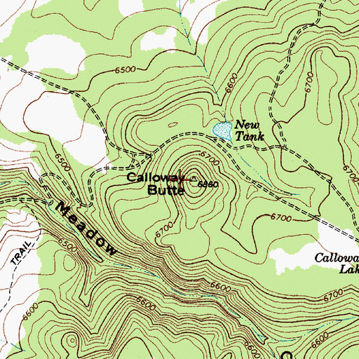 Topographic Map of Calloway Butte, AZ