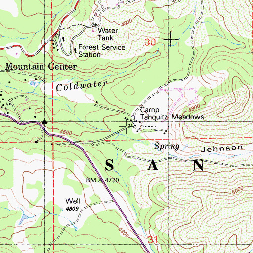 Topographic Map of Keen Camp, CA