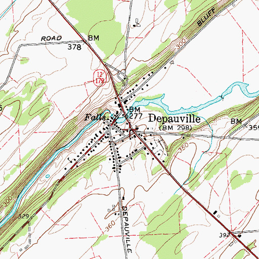 Topographic Map of Depauville Volunteer Fire Department, NY
