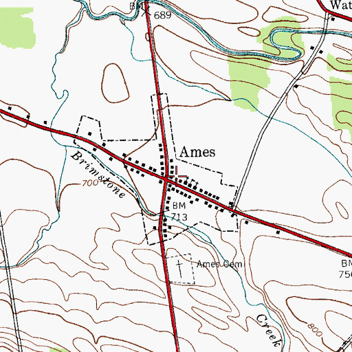 Topographic Map of Ames Volunteer Fire Department, NY