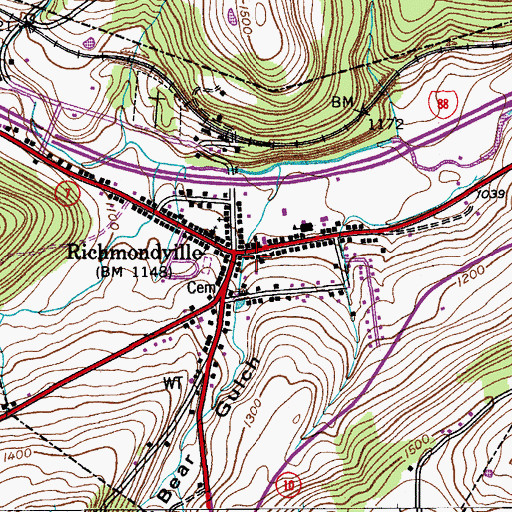 Topographic Map of Richmondville Fire Department, NY