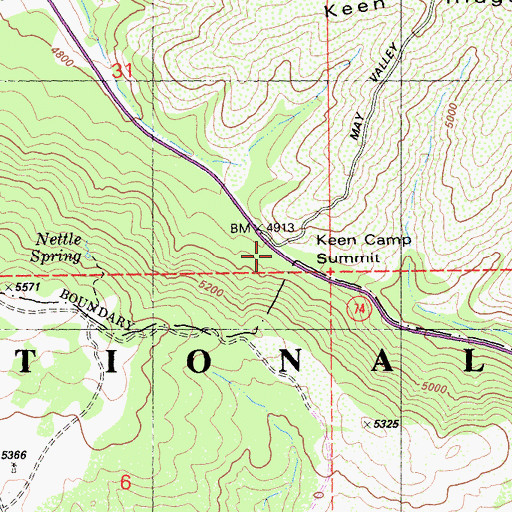 Topographic Map of Keen Camp Summit, CA