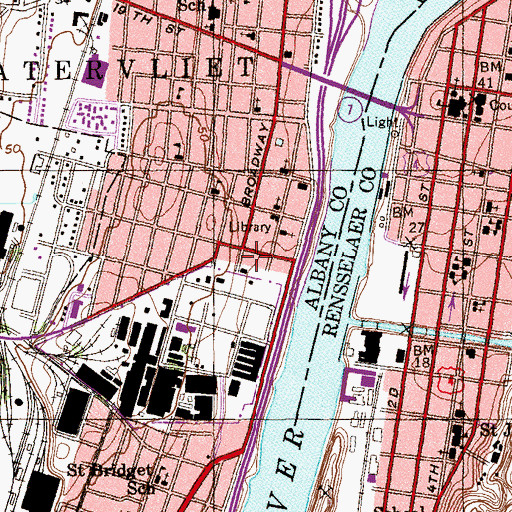 Topographic Map of Watervliet Fire Department, NY