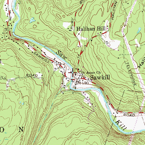 Topographic Map of Sawkill Volunteer Fire Company, NY