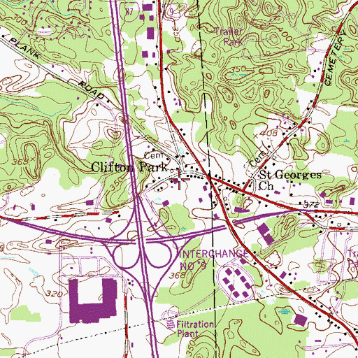 Topographic Map of Clifton Park Fire Department, NY
