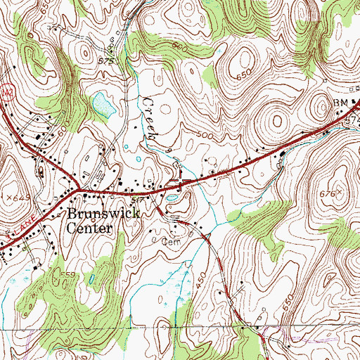 Topographic Map of Center Brunswick Volunteer Fire House, NY