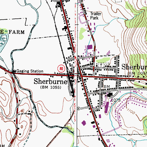 Topographic Map of Sherburne Town Fire Department, NY