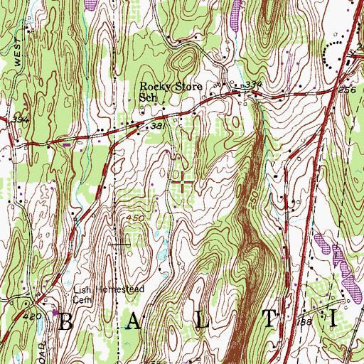 Topographic Map of New Baltimore Fire District Cornell Hook and Ladder Company, NY