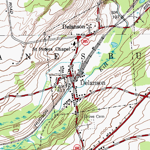 Topographic Map of Delanson Volunteer Fire Department, NY