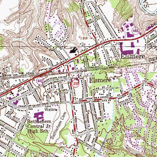 Topographic Map of Elsmere Fire District, NY
