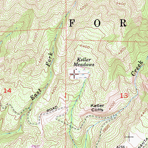 Topographic Map of Keller Meadows, CA