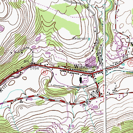 Topographic Map of Windham Fire Department, NY