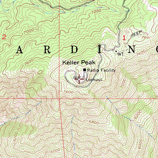 Topographic Map of Keller Peak, CA