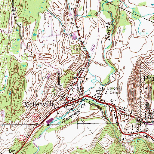 Topographic Map of Mellenville Volunteer Fire Company 1, NY
