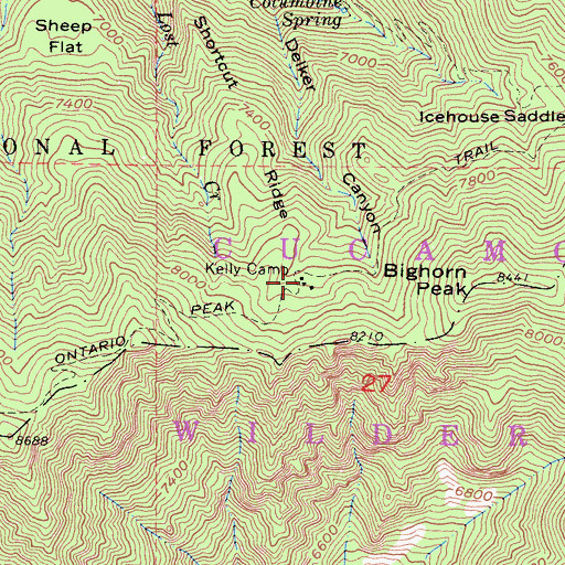 Topographic Map of Kelly Camp, CA