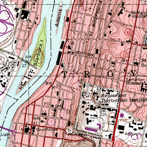 Topographic Map of Troy Fire Department, NY