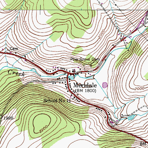Topographic Map of Meridale Fire Department, NY