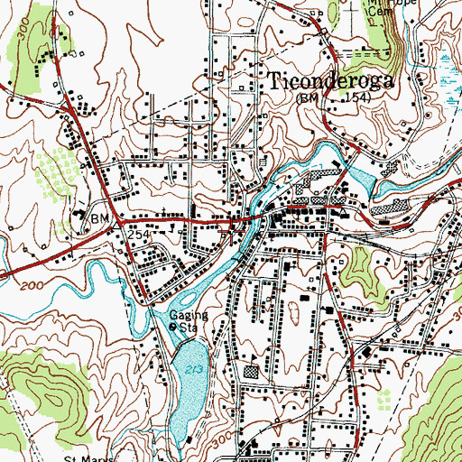 Topographic Map of Ticonderoga Fire Department, NY